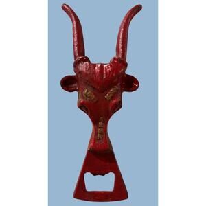 Cast Iron Long Horn Beer Bottle Opener Steer Texas RED Western Collector Retro